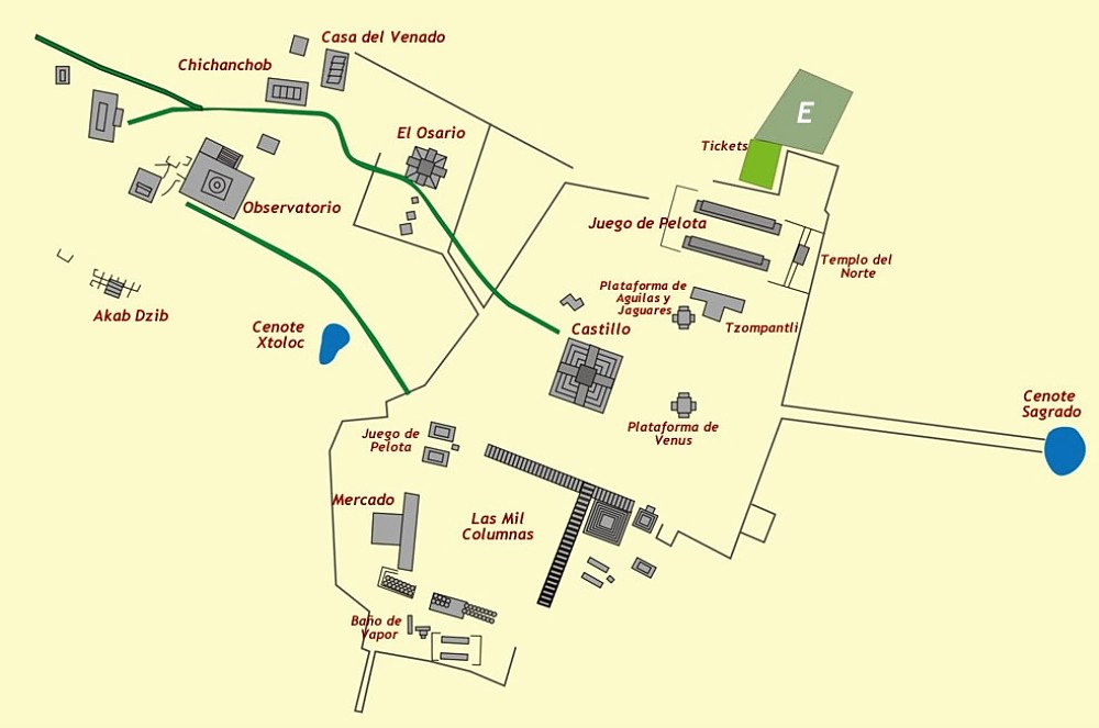 Mapa de Chichén Itzá